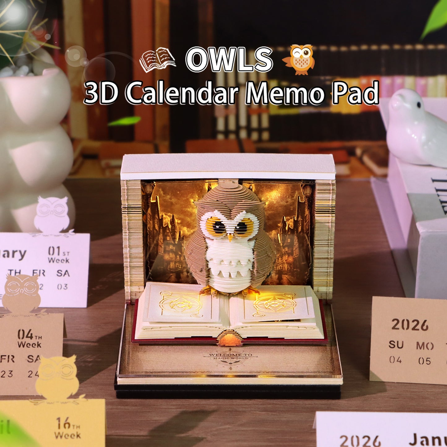 Magic Owl 3D Art Calendar 2026