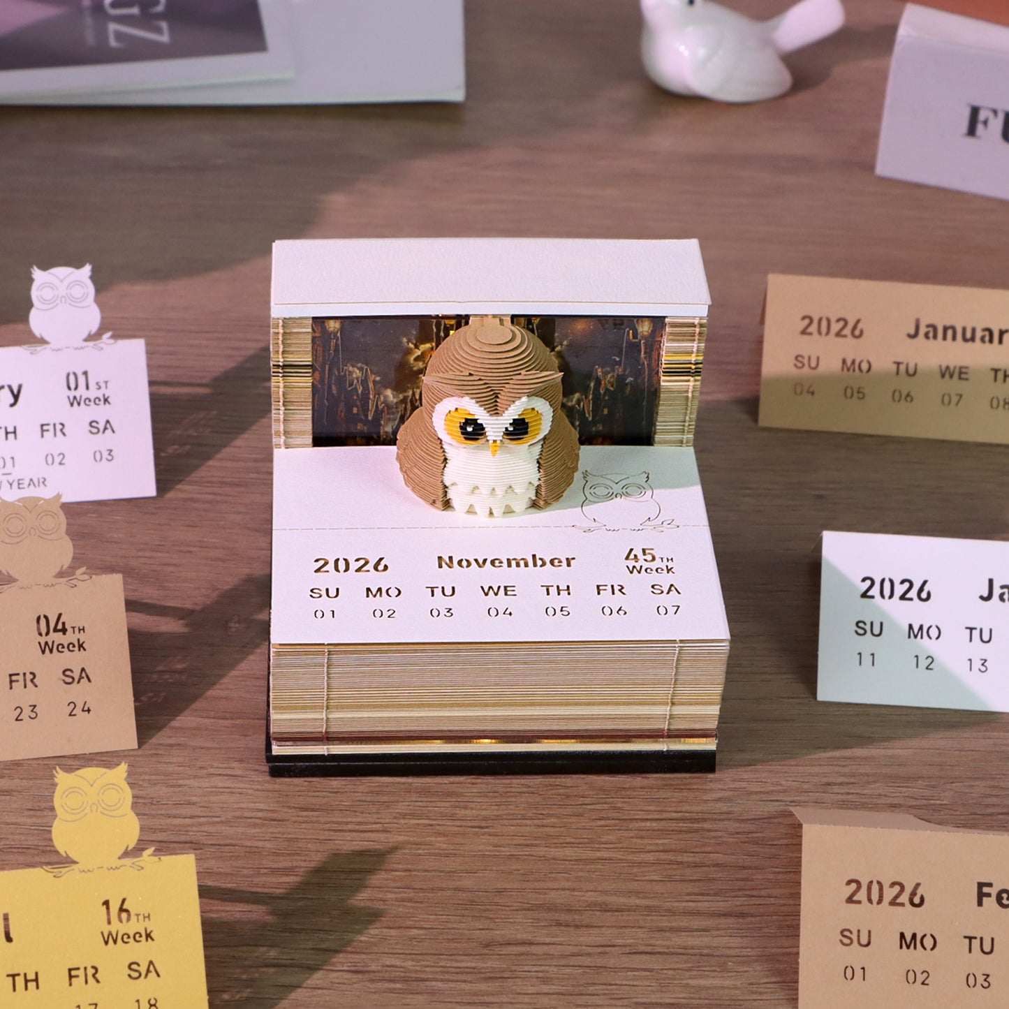 Magic Owl 3D Art Calendar 2026
