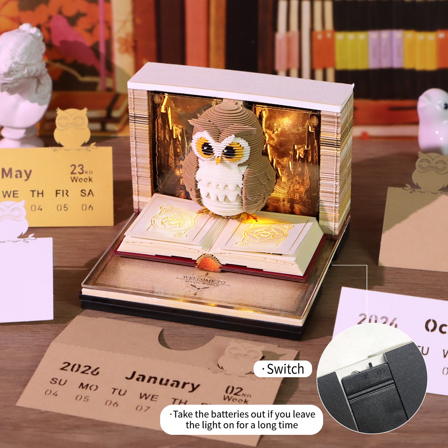 Magic Owl 3D Art Calendar 2026