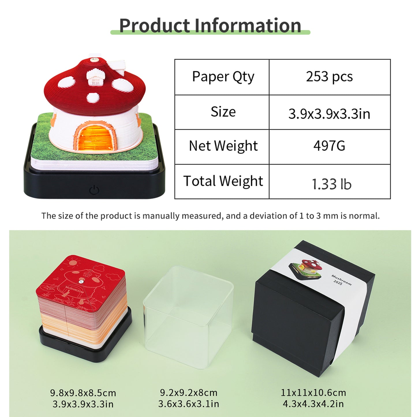 3D Mushroom Calendar Memo Pad 2026
