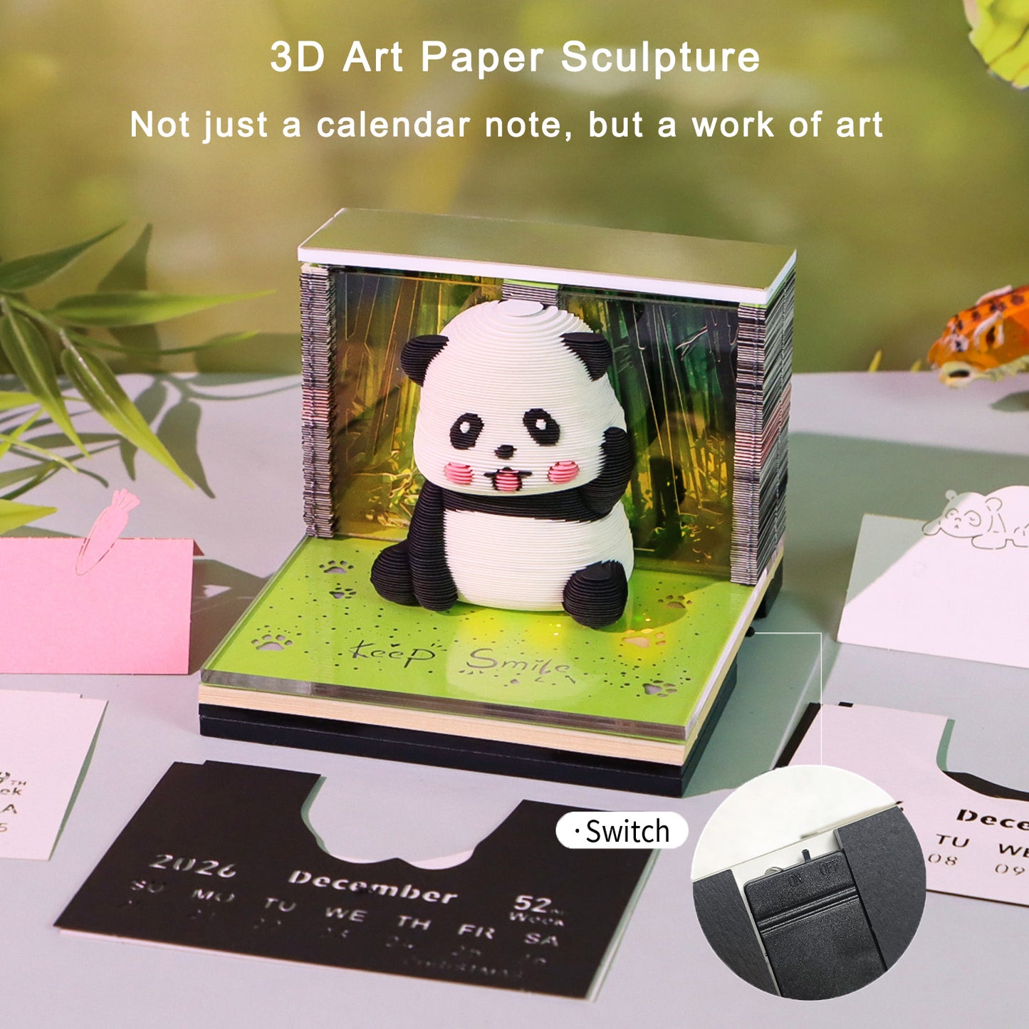Panda 3D Calendar Memo Pad 2026