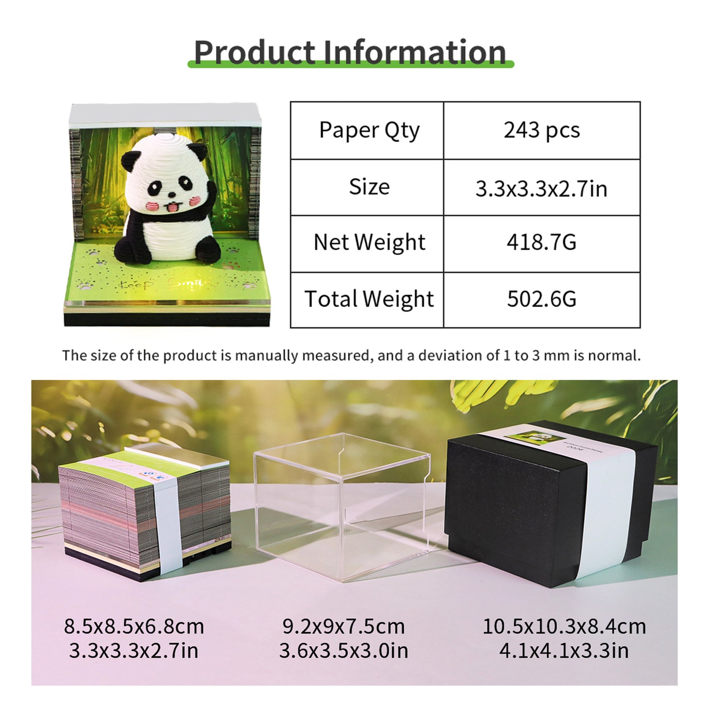 Panda 3D Calendar Memo Pad 2026