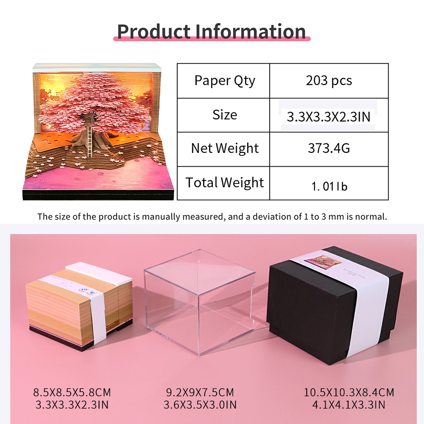 Cherry Blossom Tree 3D Memo Pad Calendar 2026