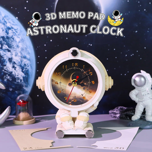 3-in-1 Astronaut Clock 3D Art Calendar Memo Pad
