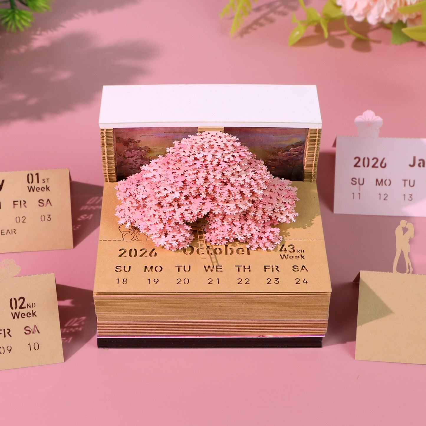 Cherry Blossom Tree 3D Memo Pad Calendar 2026