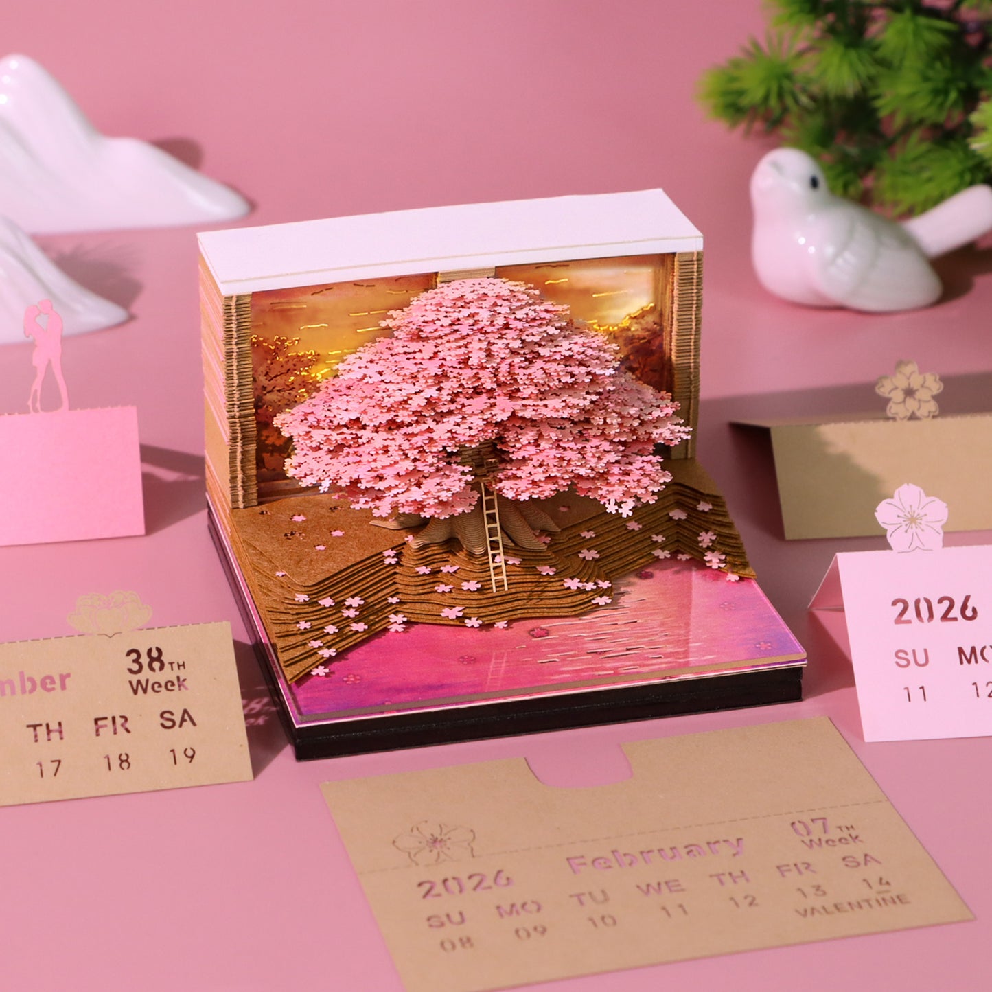 Cherry Blossom Tree 3D Memo Pad Calendar 2026
