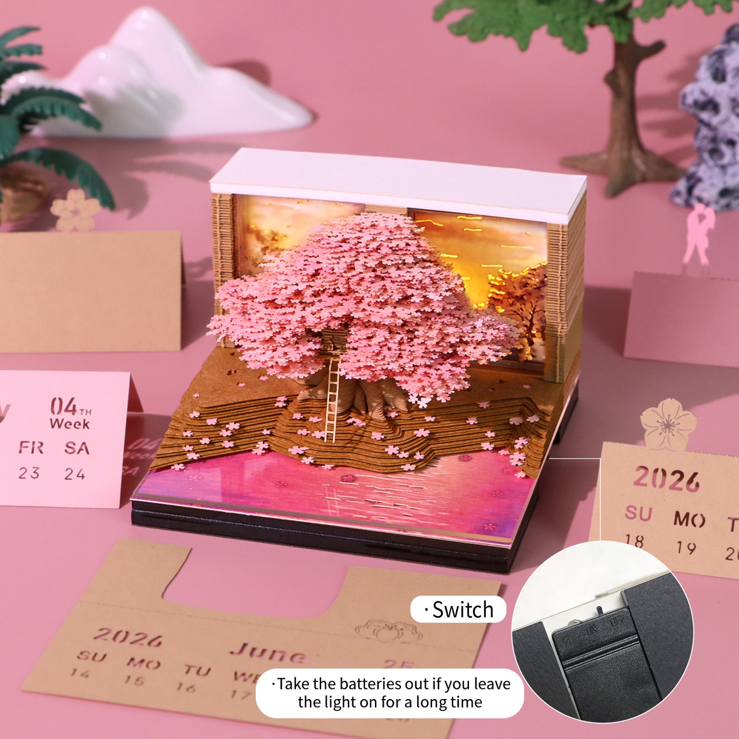 Cherry Blossom Tree 3D Memo Pad Calendar 2026