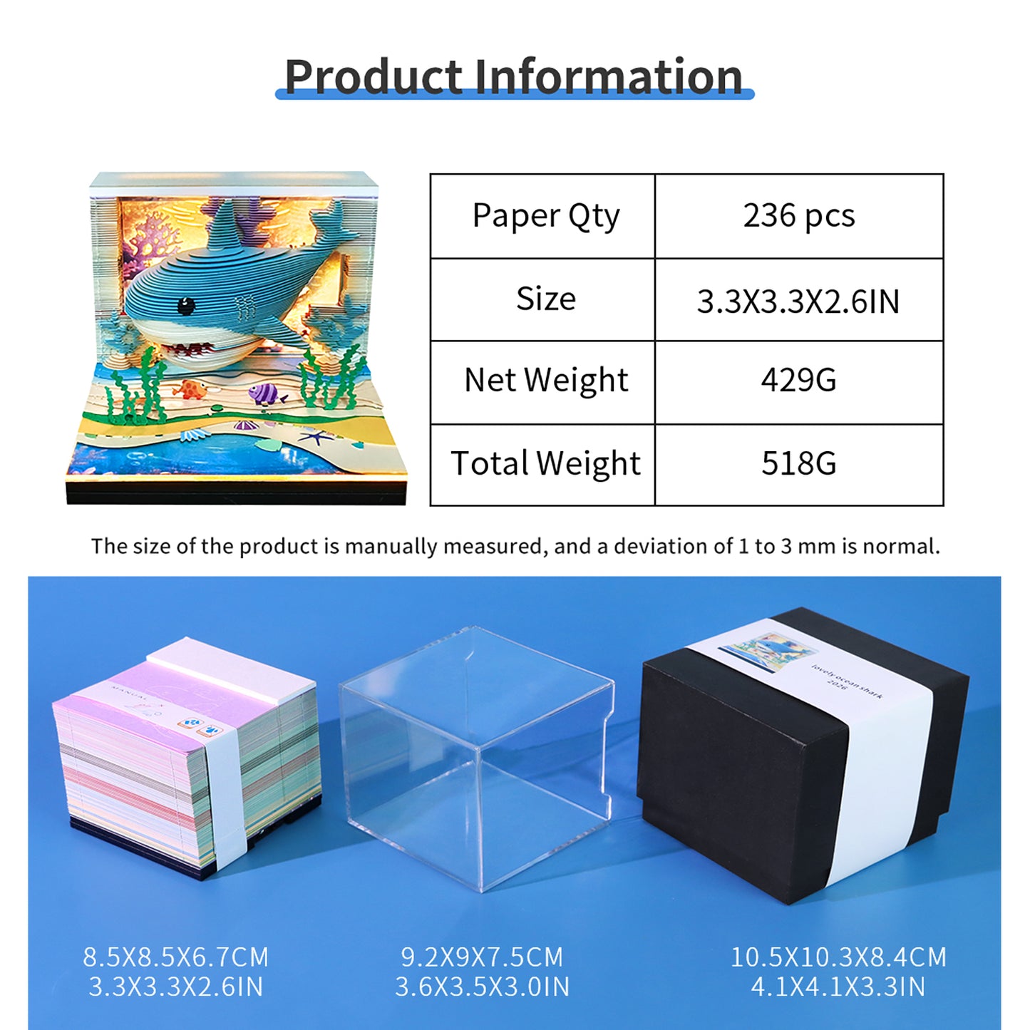 Ocean Cute Shark 3D Calendar 2026