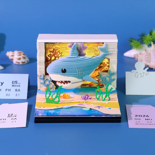 Ocean Cute Shark 3D Calendar 2026