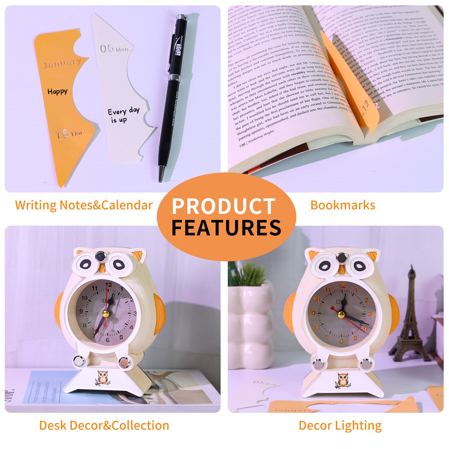 3-in-1 3D Paper Sculpture Art Memo Pad Calendar & Clock