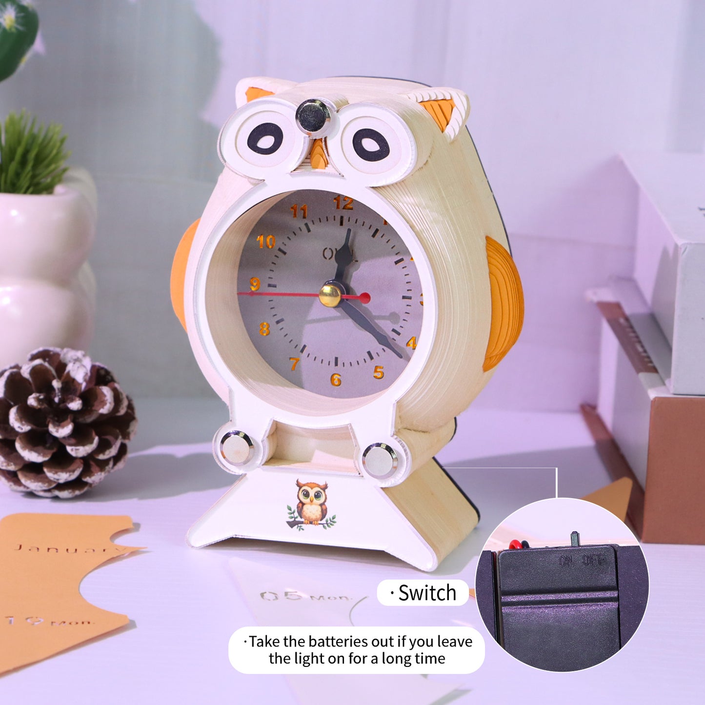 3-in-1 3D Paper Sculpture Art Memo Pad Calendar & Clock