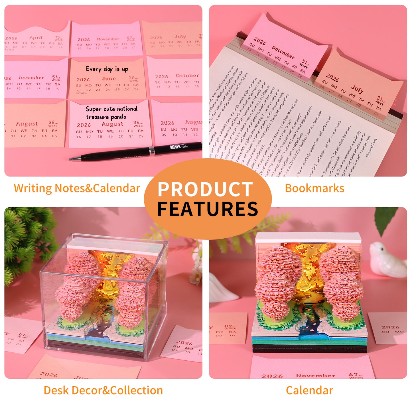 Peach Forest 3D Art Calendar 2026