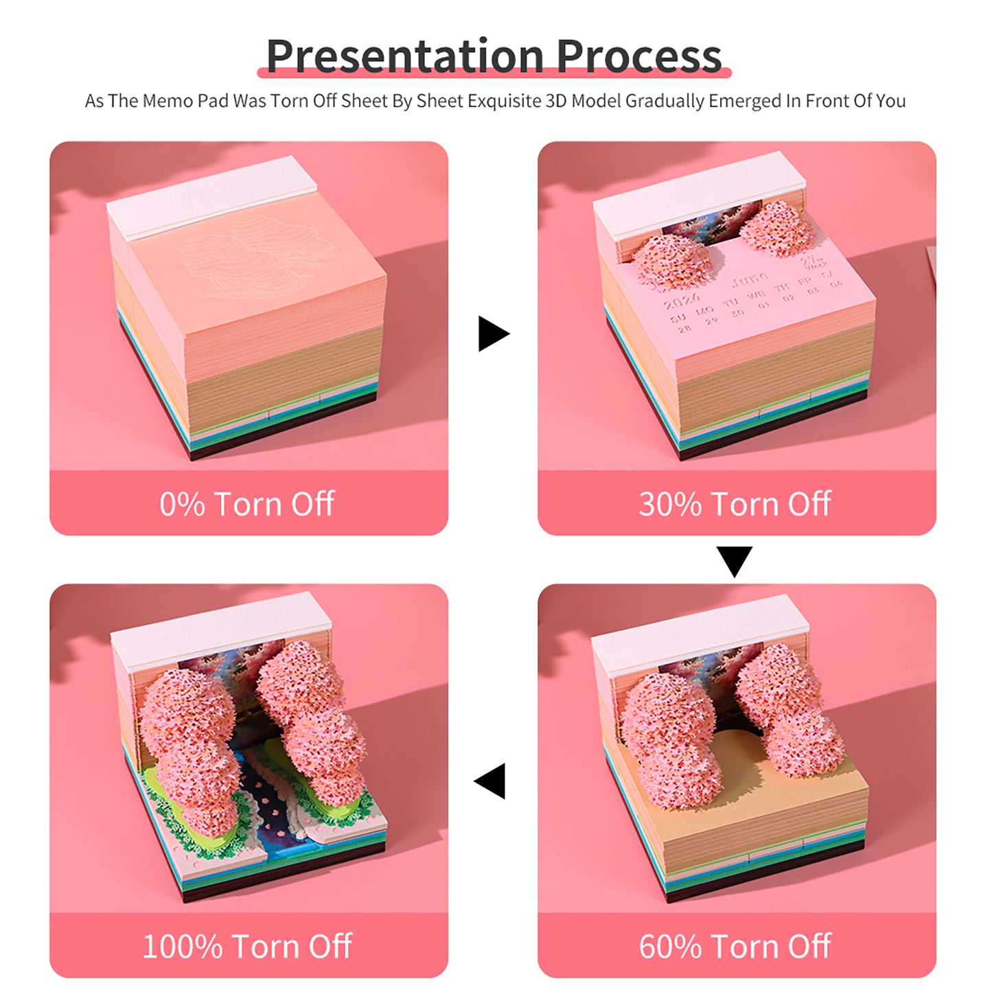 Peach Forest 3D Art Calendar 2026