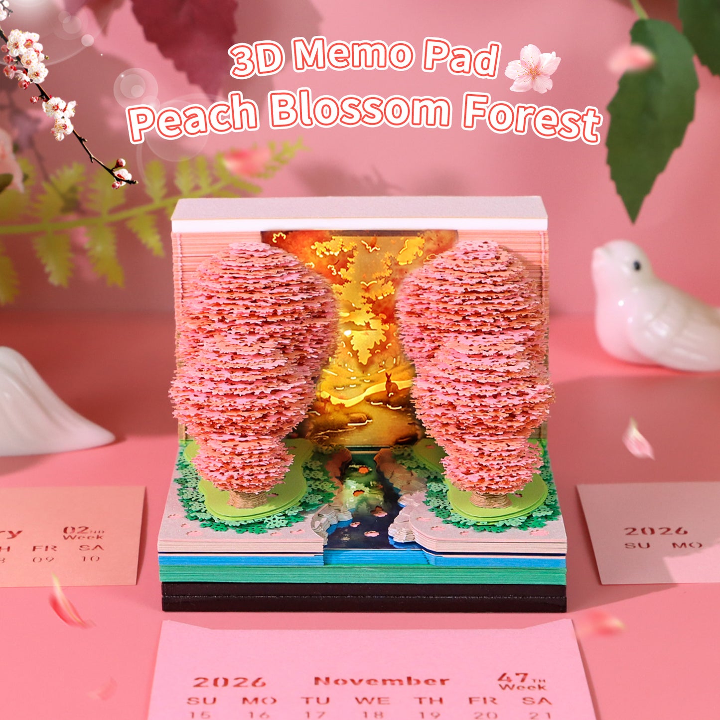 Peach Forest 3D Art Calendar 2026
