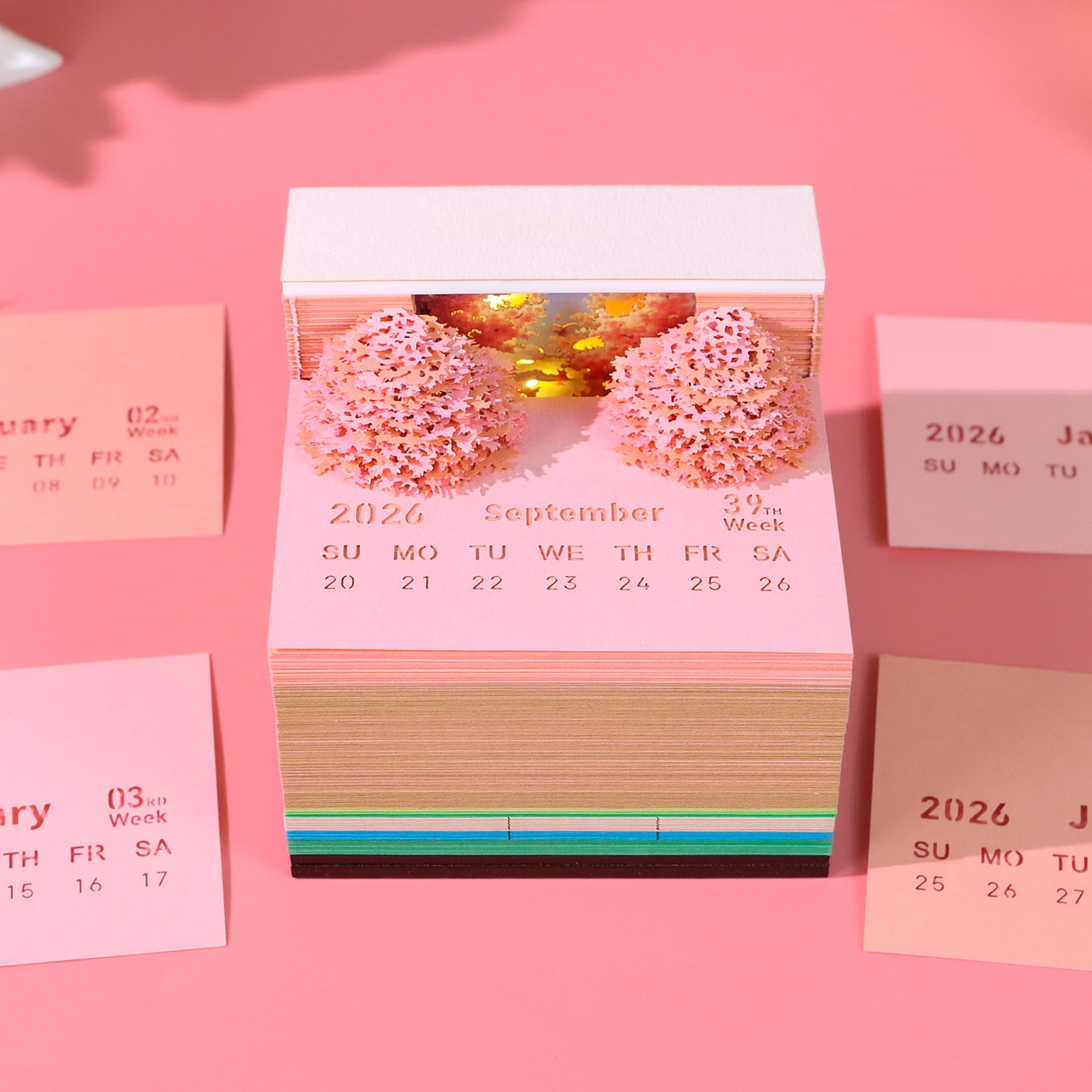 Peach Forest 3D Art Calendar 2026
