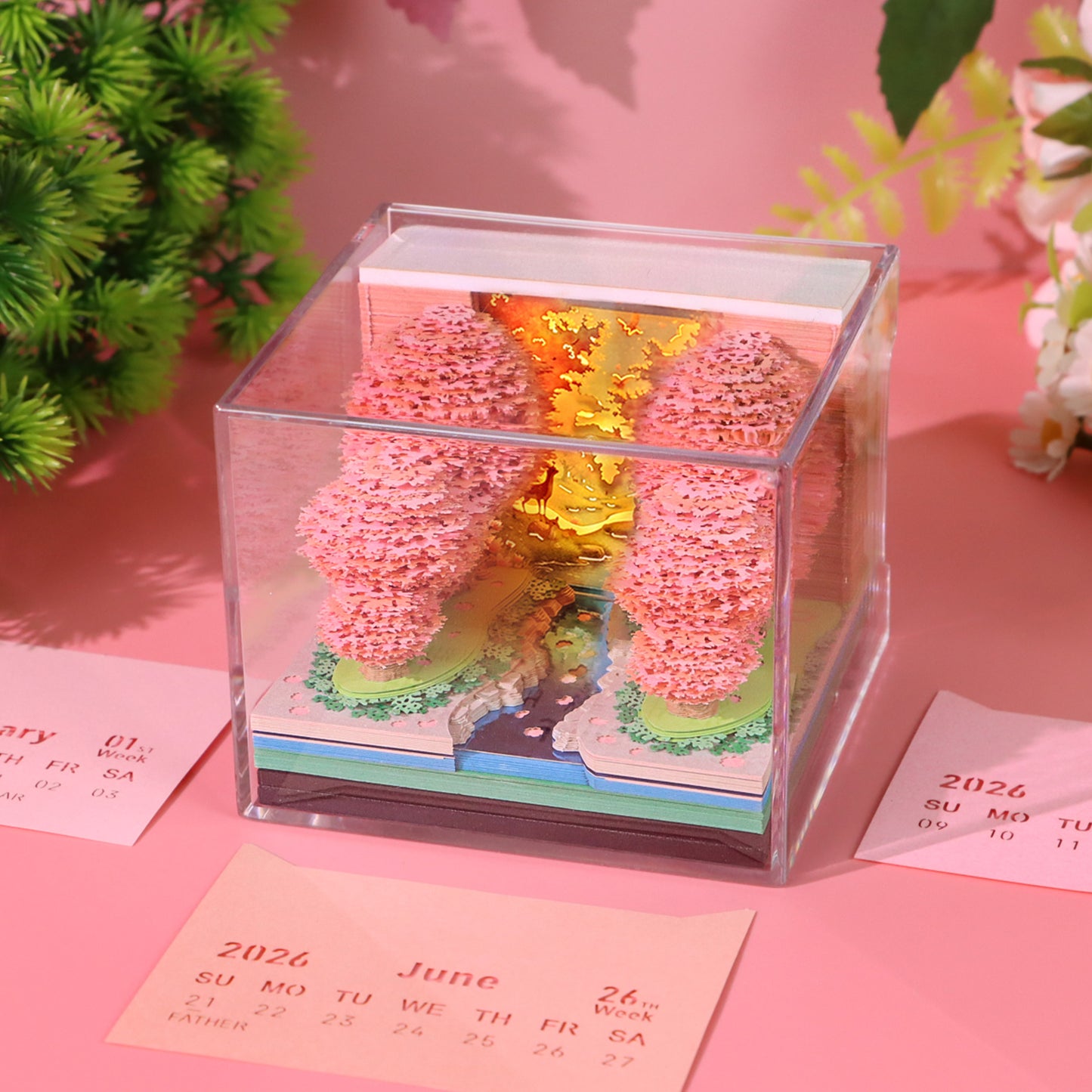 Peach Forest 3D Art Calendar 2026