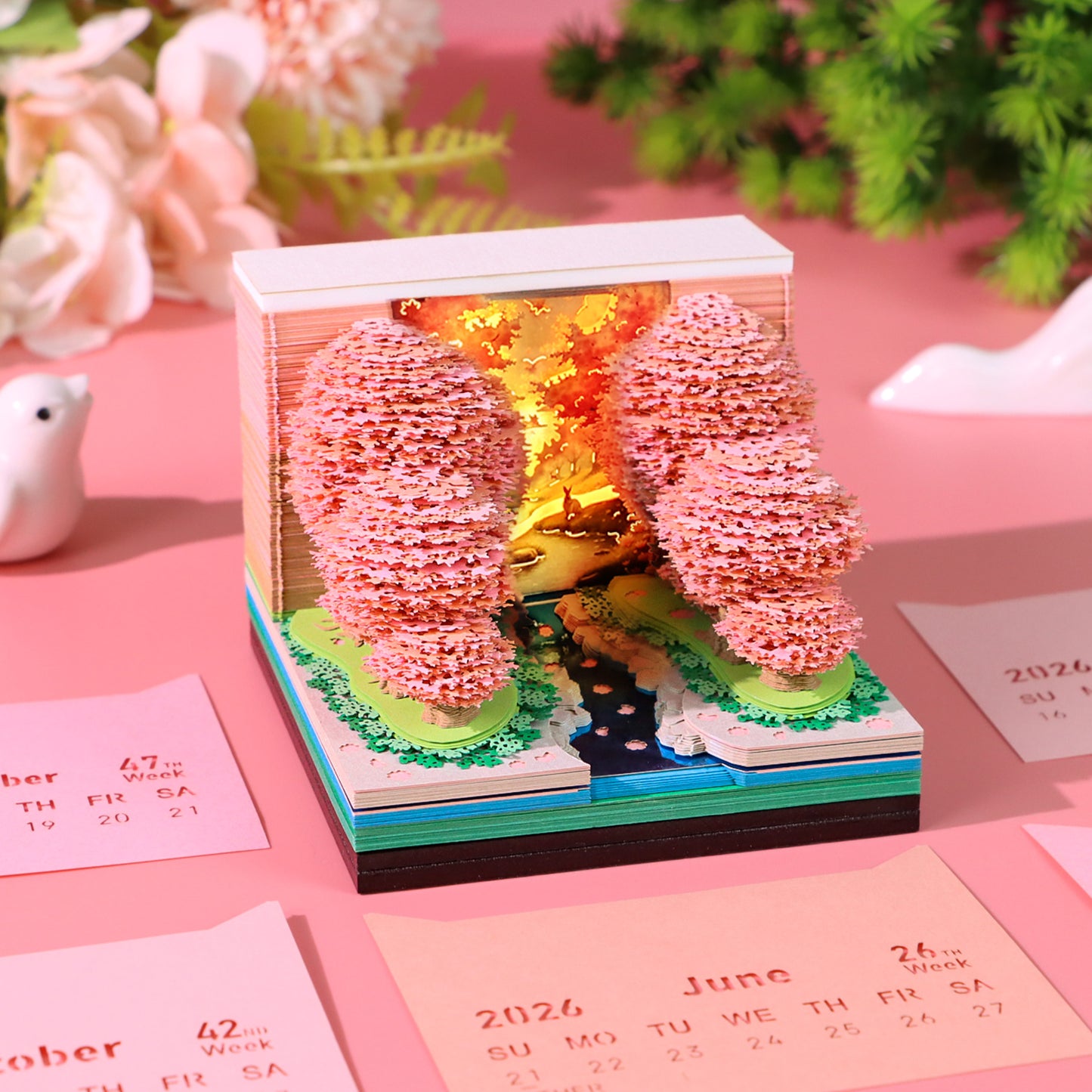 Peach Forest 3D Art Calendar 2026